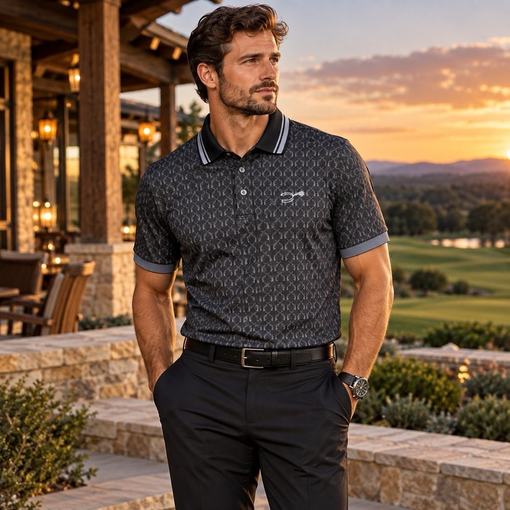 Greyson Crossing Pistols Golf Polo L Shooting Star Golf Club Jackson Hole Logo